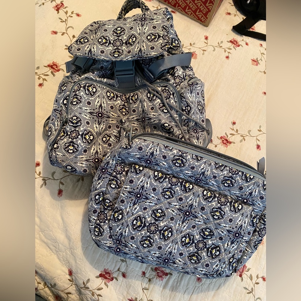 Vera Bradley Backpack and Crossbody Set with matching wallet.